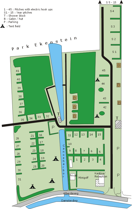 plattegrond van camping Ekenstein